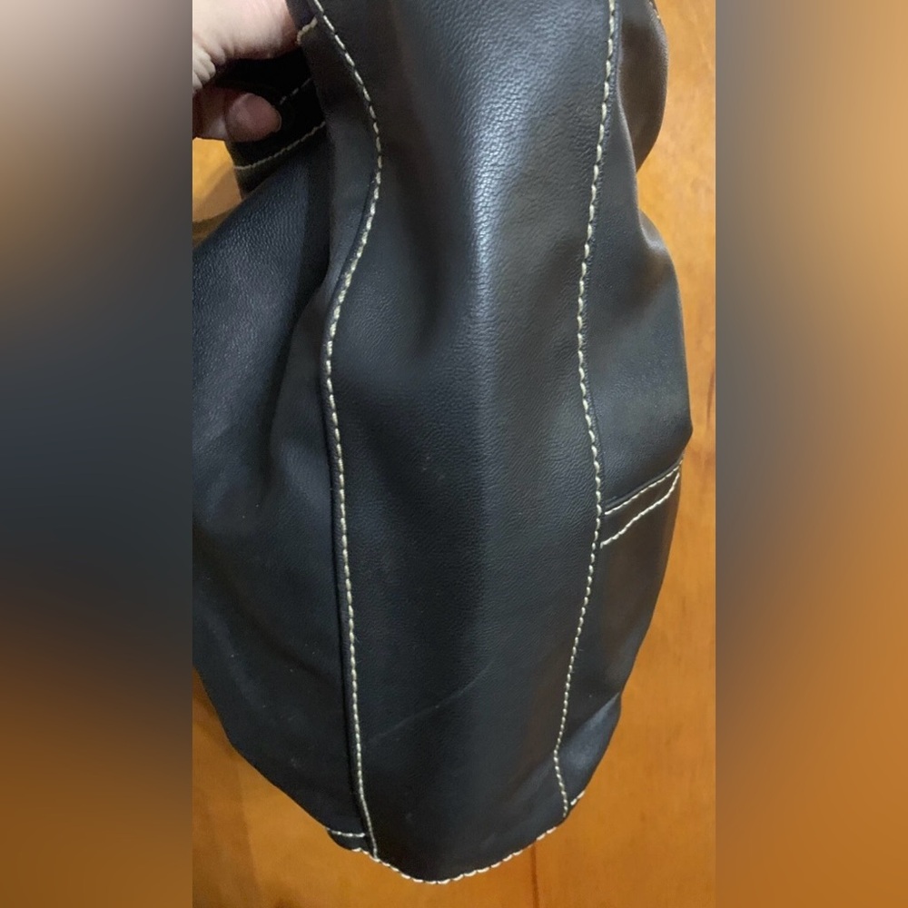 Avon Black Purse Bag PVC with PU Durable Material Pockets Gold Look Accents - Picture 6 of 10